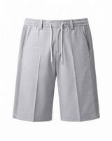 Light Grey Pin-Tuck Linen Shorts