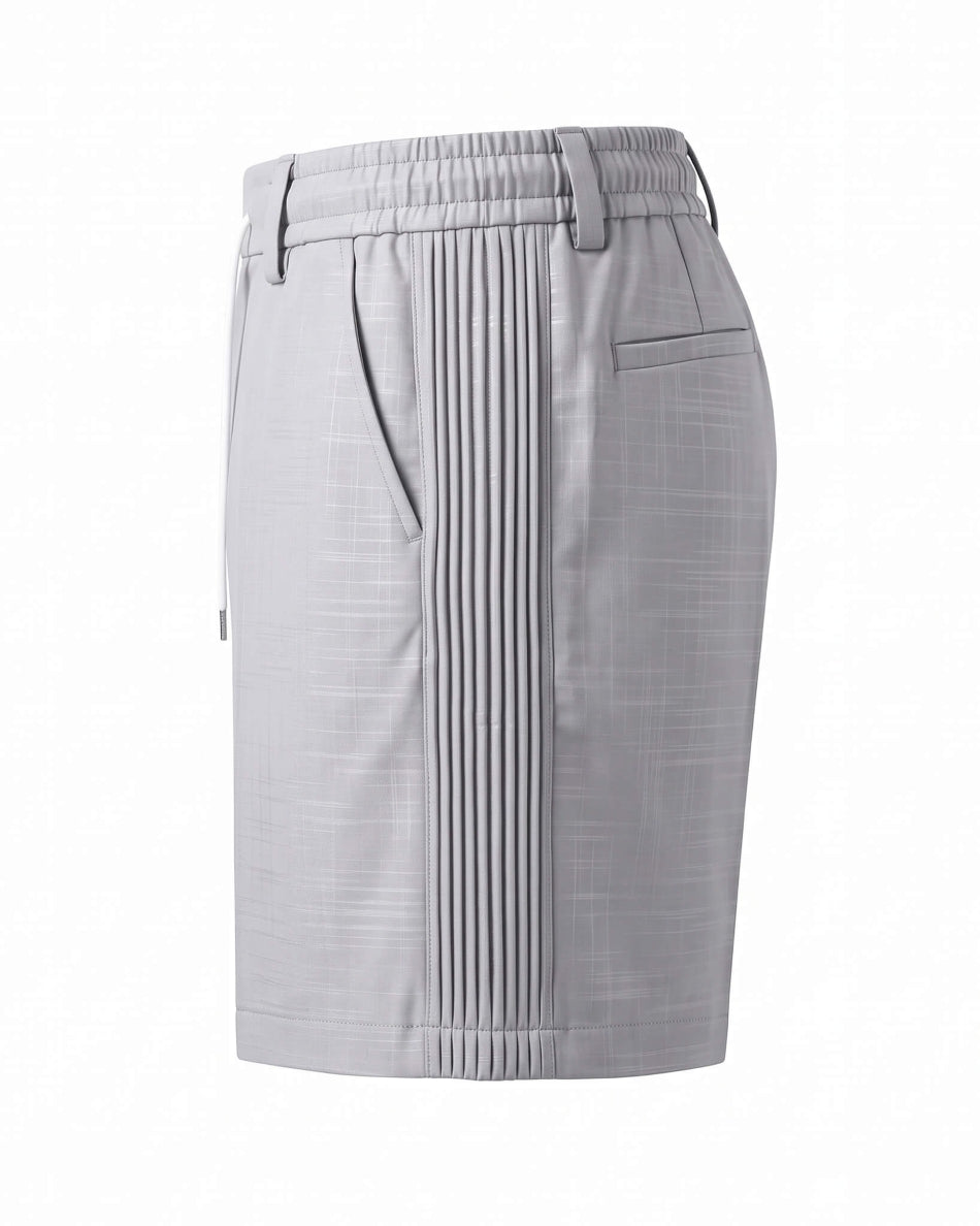 Light Grey Pin-Tuck Linen Shorts