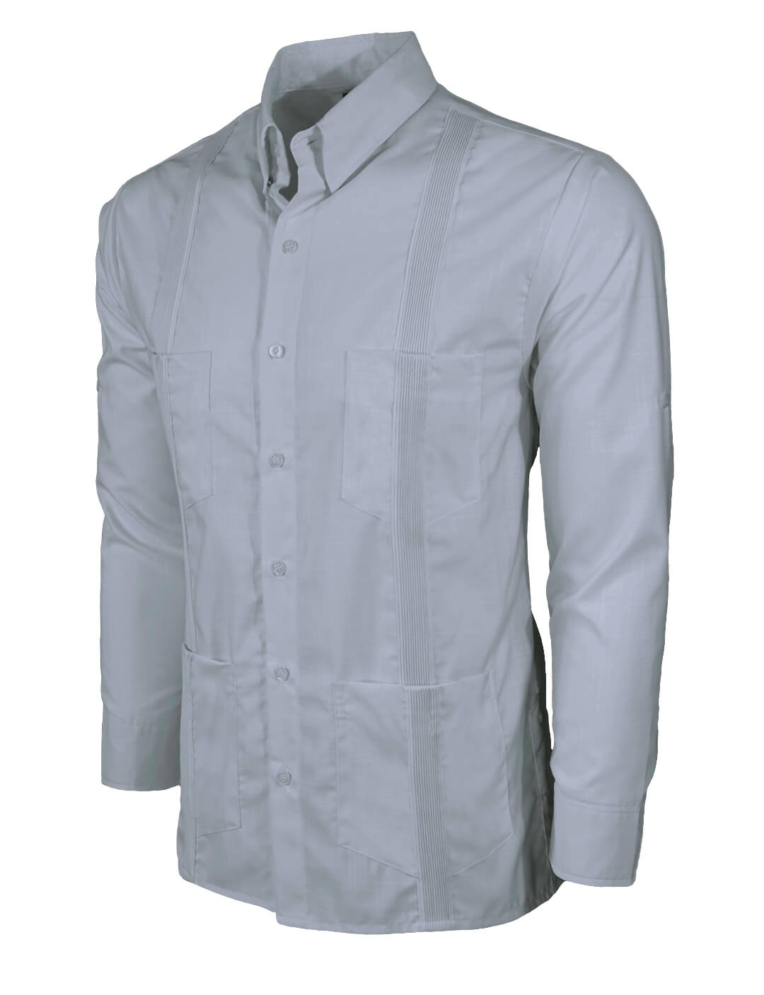 Light Grey Four Pocket Traditional Guayabera