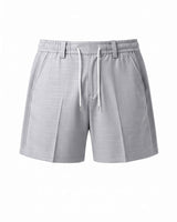 Light Grey Pin-Tuck Linen Shorts