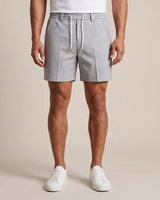 Light Grey Pin-Tuck Linen Shorts