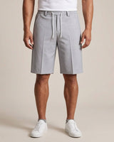 Light Grey Pin-Tuck Linen Shorts