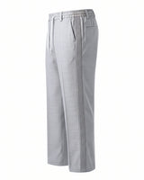 Light Grey Pin-Tuck Linen Trousers