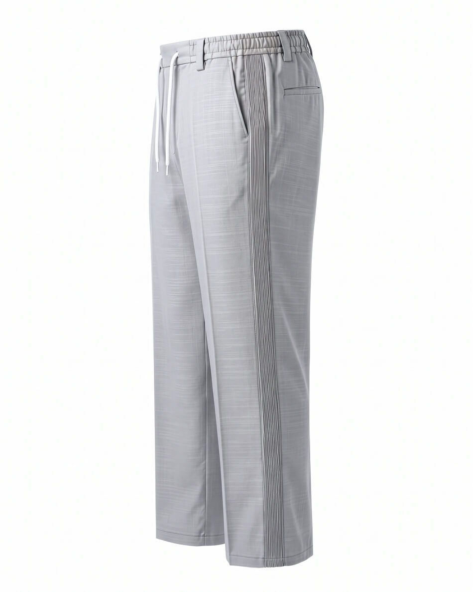Light Grey Pin-Tuck Linen Trousers