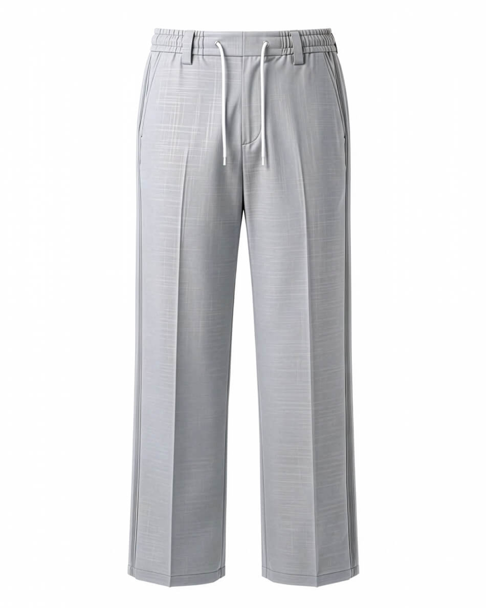 Light Grey Pin-Tuck Linen Trousers