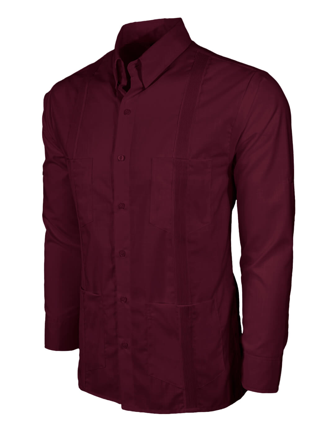 Merlot Red Four Pocket Traditional Guayabera