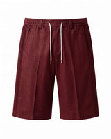 Merlot Red Pin-Tuck Linen Shorts