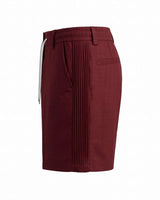 Merlot Red Pin-Tuck Linen Shorts