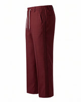 Merlot Red Pin-Tuck Linen Trousers