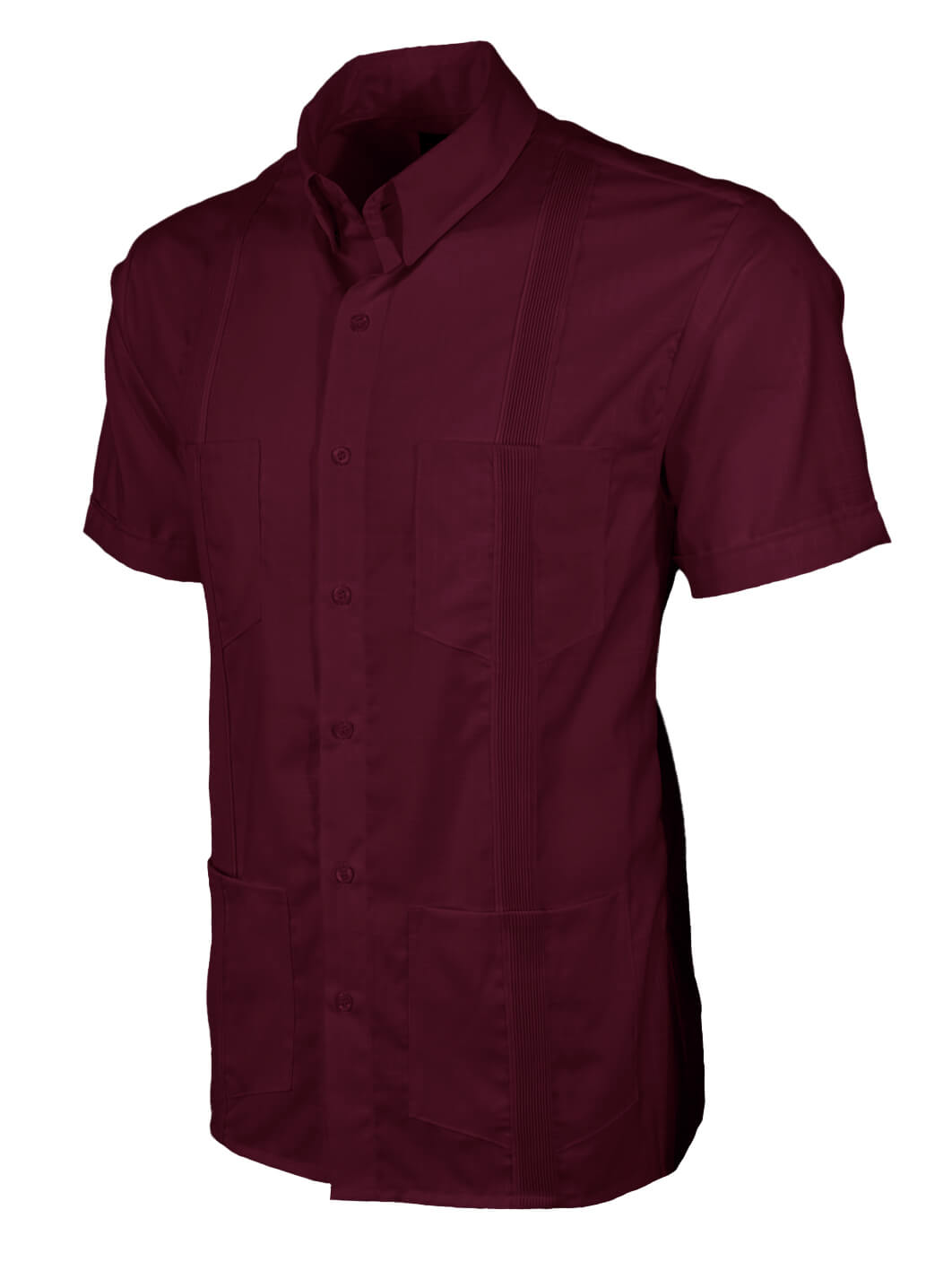 Merlot Red Four Pocket Traditional Guayabera