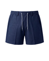 Navy Blue Pin-Tuck Linen Shorts