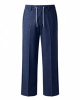 Navy Blue Pin-Tuck Linen Trousers