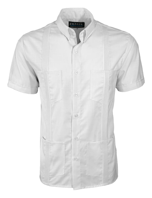 White Lux Four Pocket Traditional Guayabera