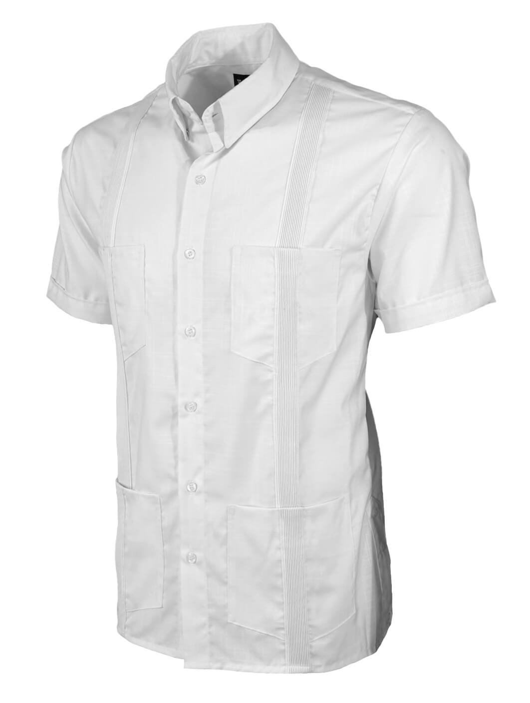 White Lux Four Pocket Traditional Guayabera