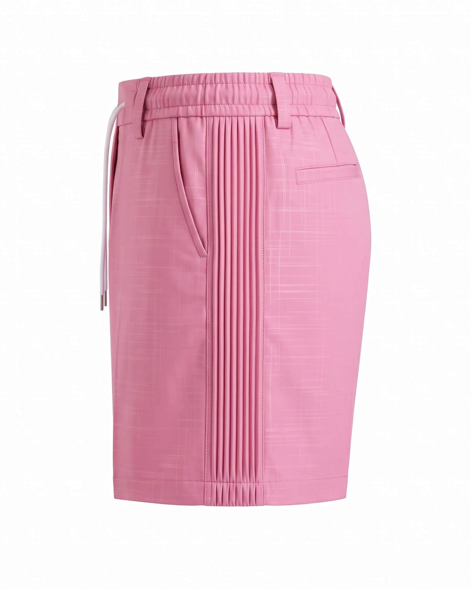 Rose Pink Pin-Tuck Linen Shorts