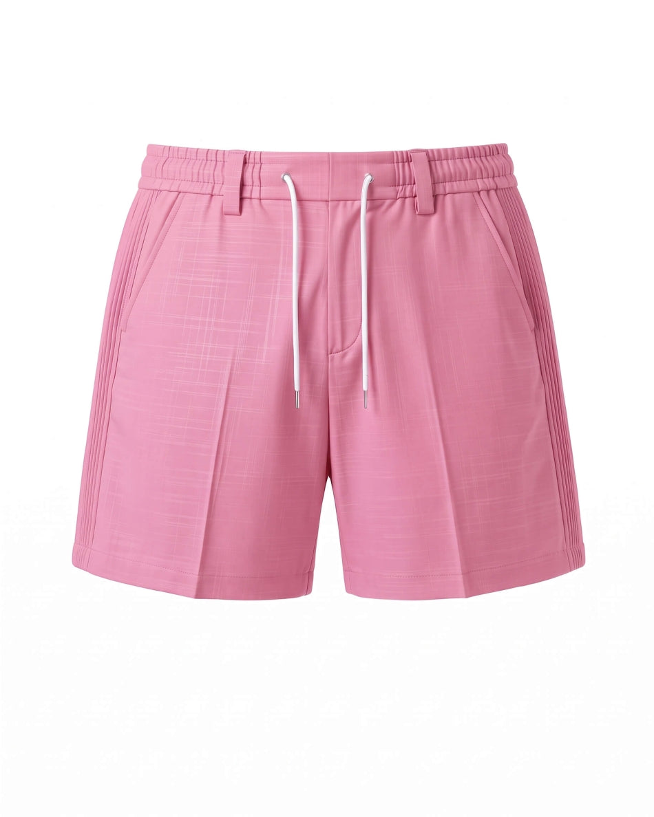 Rose Pink Pin-Tuck Linen Shorts