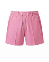 Rose Pink Pin-Tuck Linen Shorts