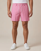 Rose Pink Pin-Tuck Linen Shorts