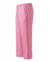 Rose Pink Pin-Tuck Linen Trousers