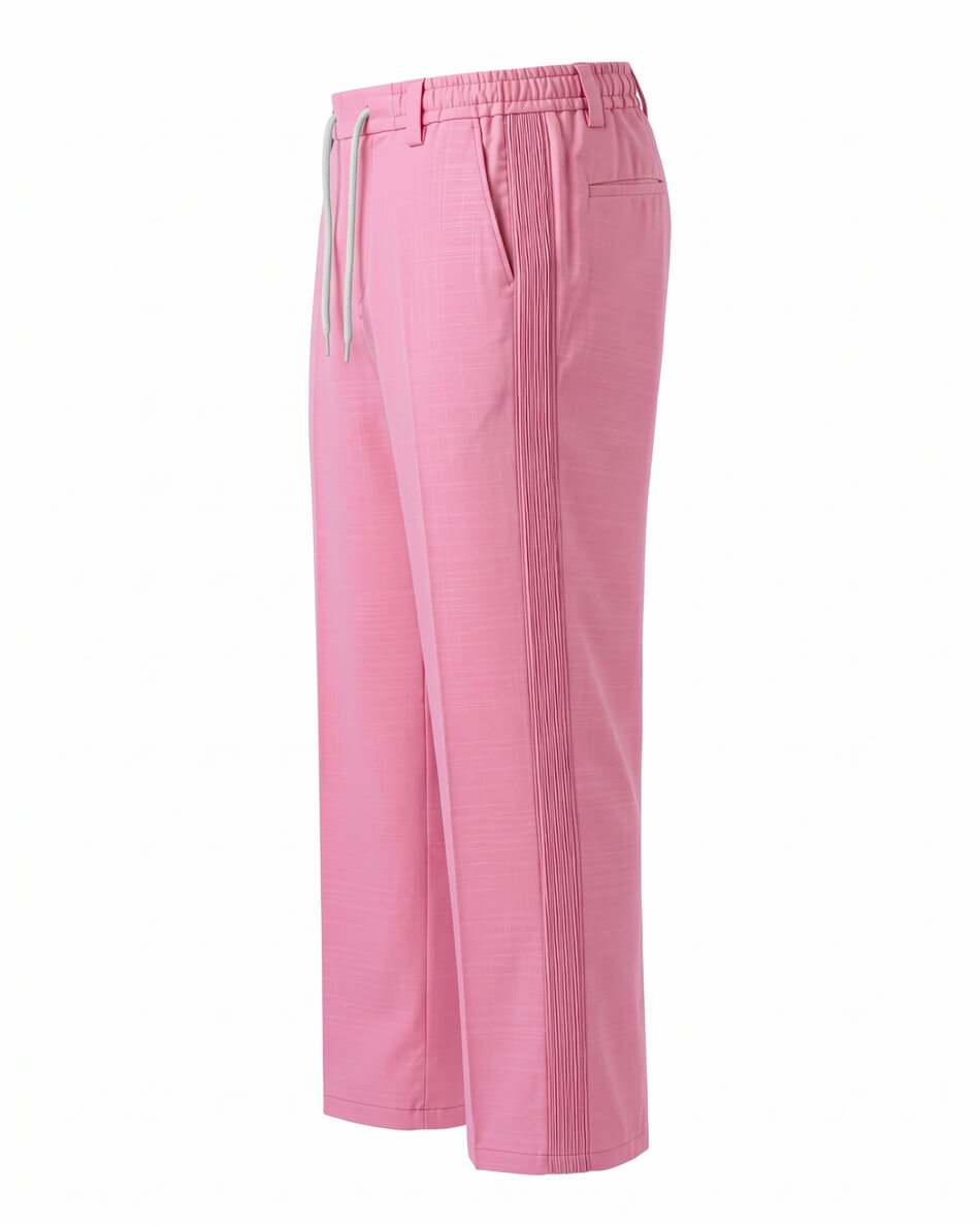 Rose Pink Pin-Tuck Linen Trousers