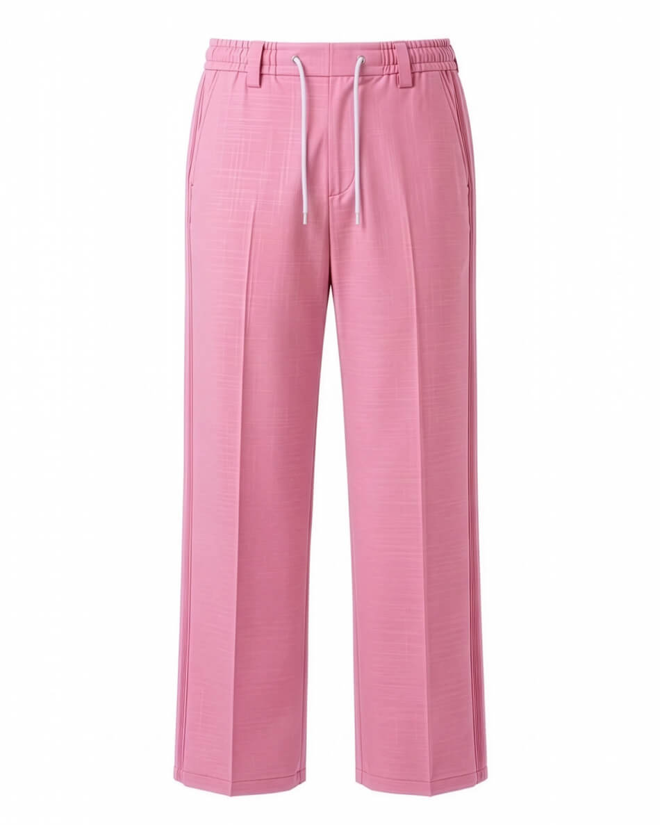 Rose Pink Pin-Tuck Linen Trousers