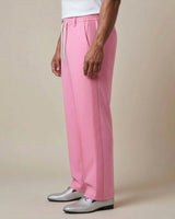 Rose Pink Pin-Tuck Linen Trousers