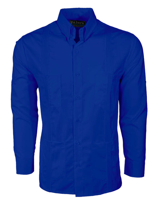 Royal Blue Four Pocket Traditional Guayabera