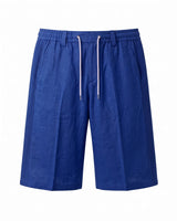 Royal Blue Pin-Tuck Linen Shorts
