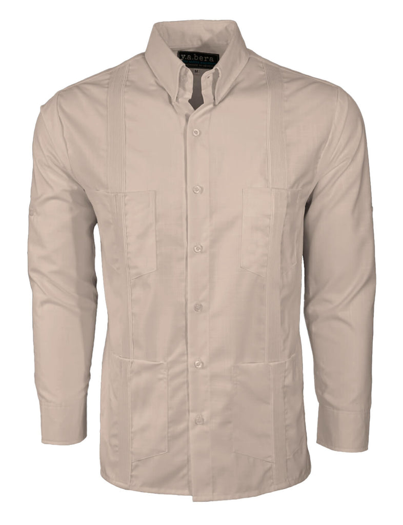 Sand Beige Four Pocket Traditional Guayabera