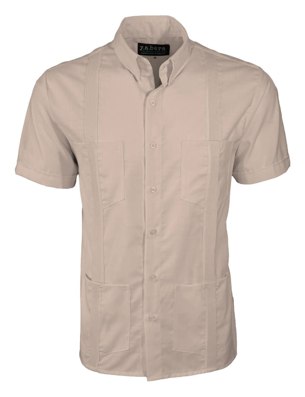 Sand Beige Four Pocket Traditional Guayabera