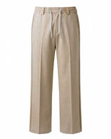 Sand Beige Pin-Tuck Linen Trousers