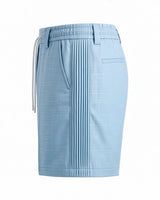 Sky Blue Pin-Tuck Linen Shorts