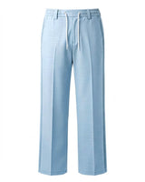 Sky Blue Pin-Tuck Linen Trousers