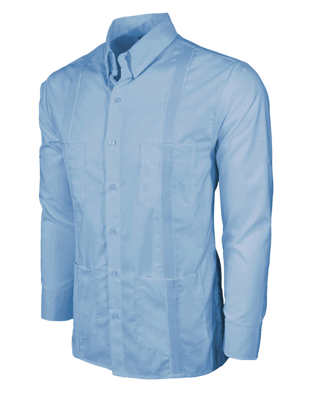 Sky Blue Four Pocket Traditional Guayabera