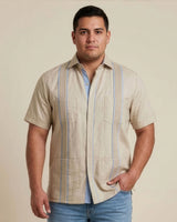 Ready to Go | Coastal Beige Oasis Terra Short Sleeve Guayabera