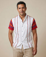 Ready to Go Medium | White Azteca Zarape Guayabera