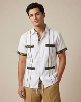 Ready to Go Large | Blanco Camuflaje Short Sleeve Guayabera