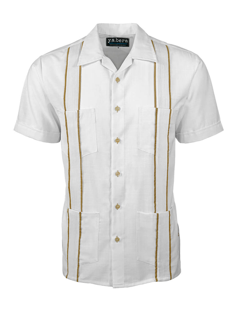 Essentials Blanco con Khaki Accent Guayabera