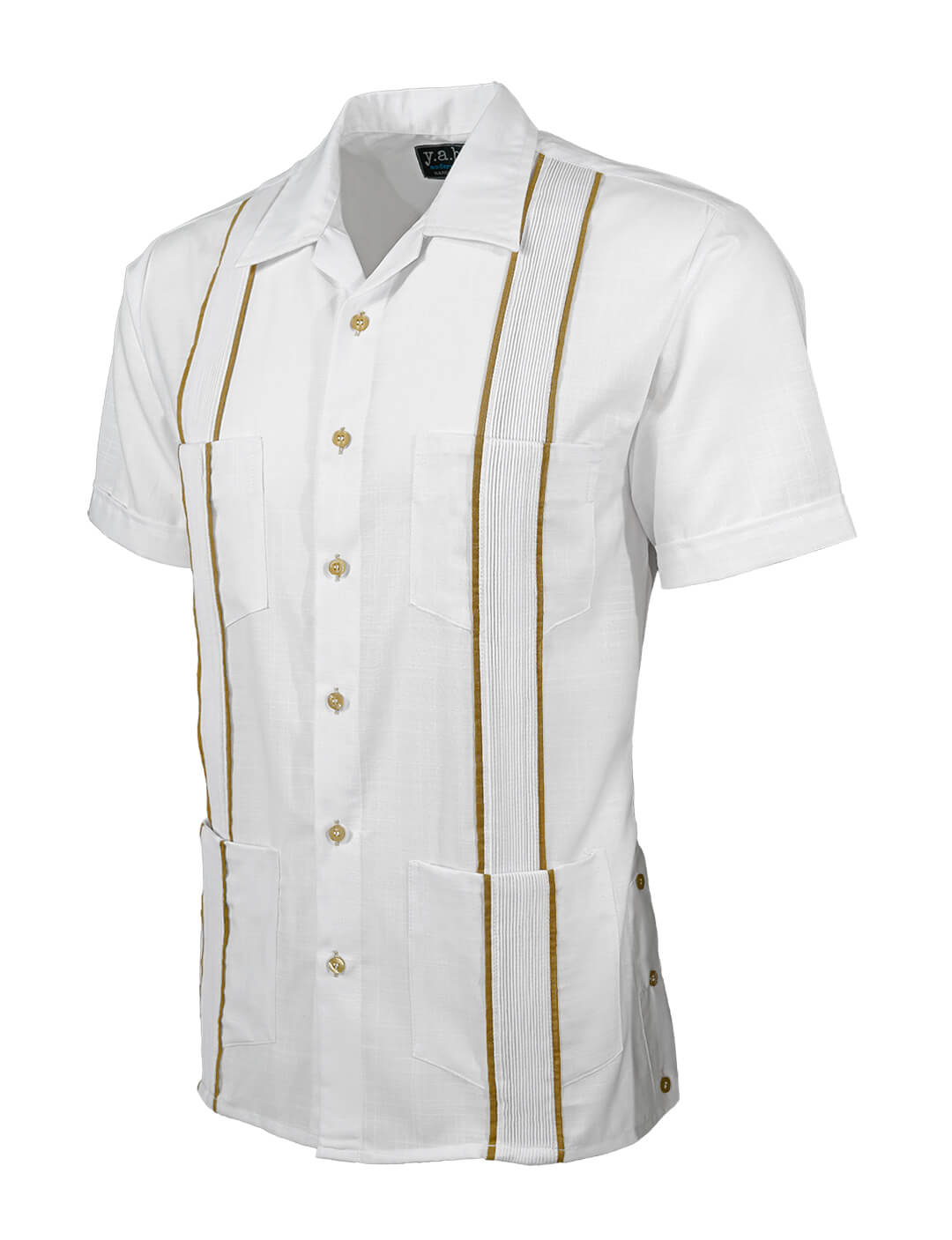 Essentials Blanco con Khaki Accent Guayabera