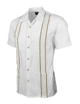 Essentials Blanco con Khaki Accent Guayabera