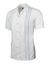 Essentials Blanco con Sky Blue Accent Guayabera