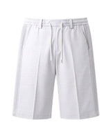 White Pin-Tuck Linen Shorts