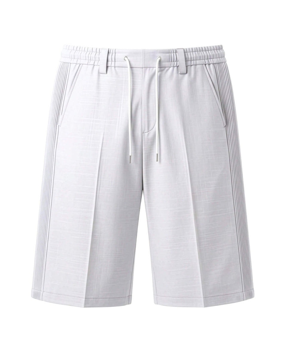 White Pin-Tuck Linen Shorts