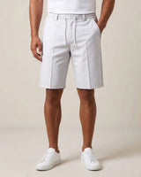 White Pin-Tuck Linen Shorts