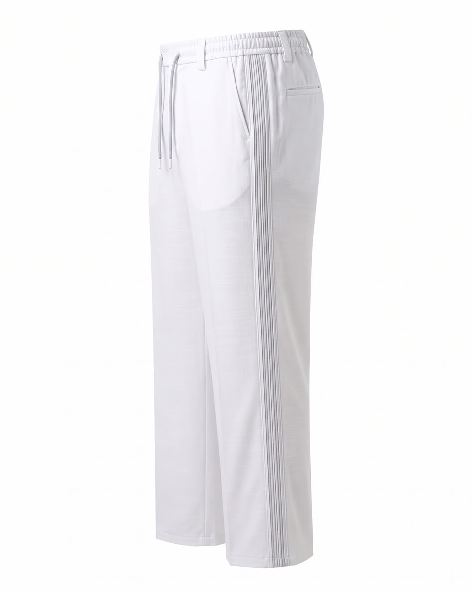 White Pin-Tuck Linen Trousers