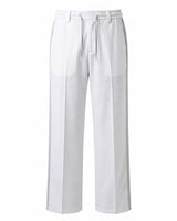 White Pin-Tuck Linen Trousers