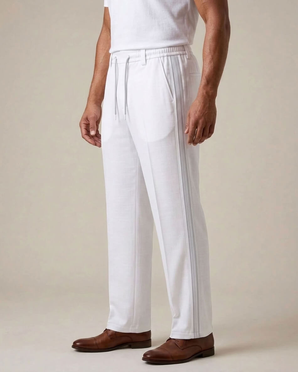 White Pin-Tuck Linen Trousers