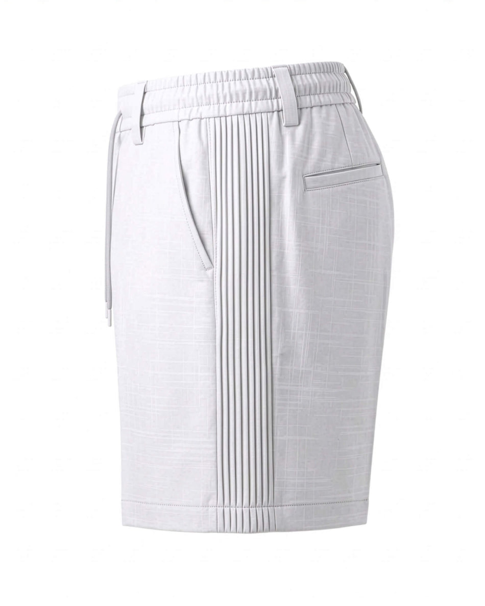 White Pin-Tuck Linen Shorts