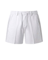 White Pin-Tuck Linen Shorts