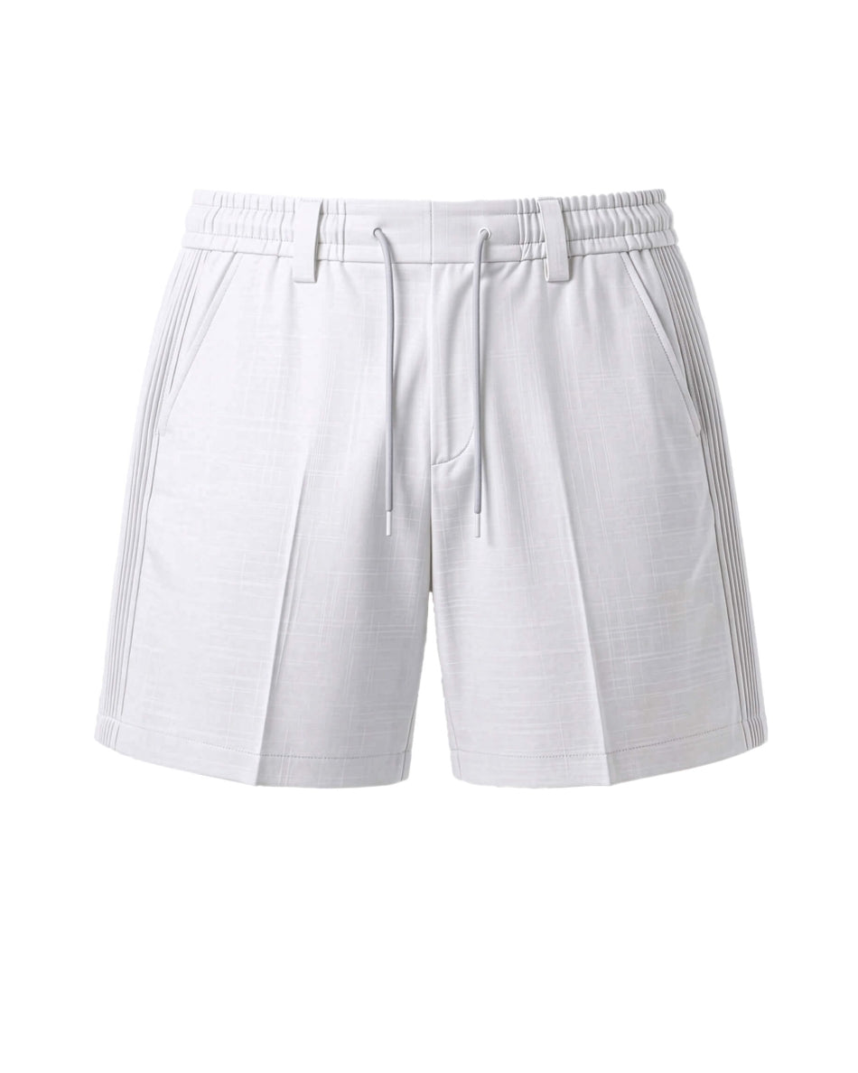 White Pin-Tuck Linen Shorts